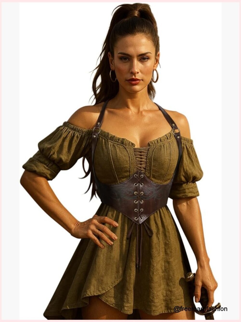 Corset Belt for Women, Faux Leather, Lace-up Waspie Waist Belt Cosplay